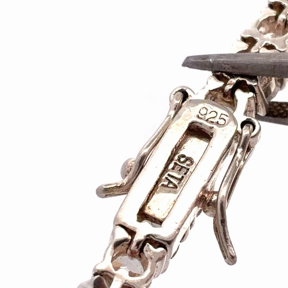 Estate Designer SETA 925 Sterling Silver Cubic Zirconia CZ Tennis Bracelet